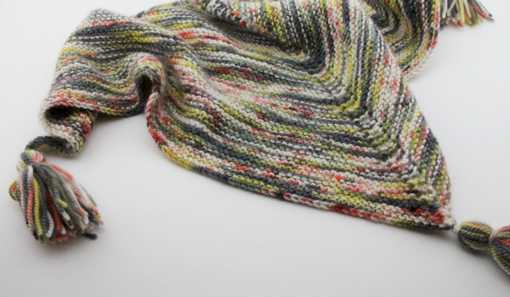 Handknit shawl with tassels